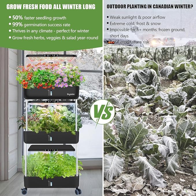 Hydroponics Growing System Kit, 66-Pod Indoor Garden with Seeds | Plant Herb Garden Germination Kit with LED Grow Light,30L Large tanks Hydroponics Planter Grower for Vegetable Fruit