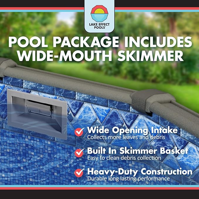 Lake Effect Pools 'Galleria' 15 ft x 24 ft Oval Above Ground Swimming Pool | 52 Inch Steel Side Walls | Kit Includes: 25 Gauge Overlap Liner & Widemouth Skimmer