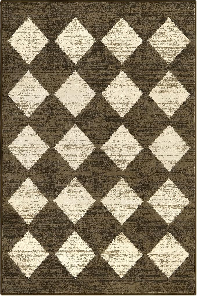 Lahome Zelie Small 2x3 Kitchen Rugs Non Slip, Machine Washable Entryway Rugs, Moroccan Trellis Indoor Soft Non-Slip Non-Shedding Throw Bathroom Carpet for Doorway Bedside Laundry Room, Brown