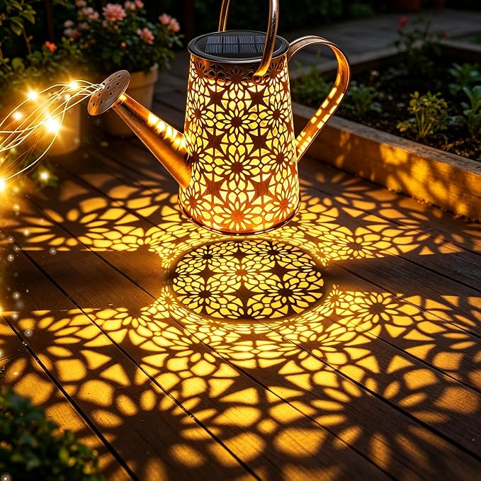 VOOKRY Solar Watering Can Lights, Large Retro Metal Hanging Solar Lights Outdoor Waterproof, Gifts for Women Mom Grandma Birthday, Outside Yard Garden Porch Lawn Patio Decoration, Warm White
