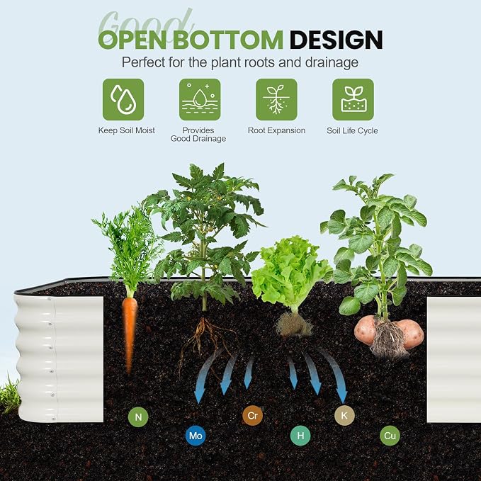 G GOOD GAIN Raised Garden Bed Kit - 5-in-1 Adjustable Galvanized Metal Planter Box with Protective Tape & Gloves & Tools | 8x3x1.4ft Outdoor Raised Bed for Gardening Vegetables, Flowers, Herbs, Green
