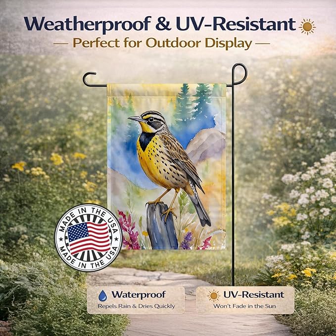 Caroline's Treasures Oregon Western Meadowlark Garden Flag Mailbox Flag Decorative Yard Flag Banner Outside Patio Artwork Yard Flower Beds, Garden Size, Multicolor