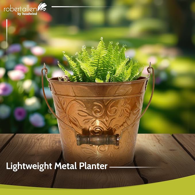 Headwind Vintage Collection - Floral New Penny Planter with Handles – 12 Inch Flower Pots Decorative Plant Indoor – Plant Pots Indoor with Drainage By Robert Allen
