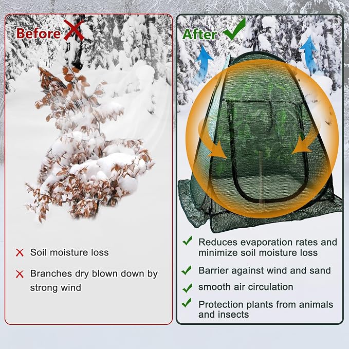 2 PCS Pop up Plant Cover Tent for Outdoor Plants, Large Plant Shade Tent 80% UV Resisitant Sunblock Shade Cloth Net Zipper Door Garden Pest Guard Plants Sun Protection with Stakes, 28 x 28 x 32 Inch