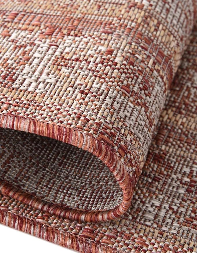 Unique Loom Outdoor Traditional Collection Area Rug - Valeria (13' Round, Rust Red/ Ivory)