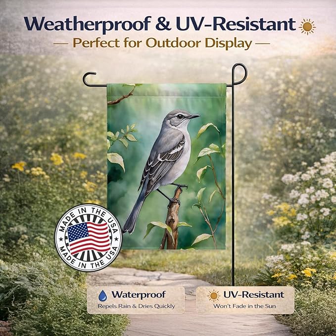 Caroline's Treasures Tennessee Northern Mockingbird Garden Flag Mailbox Flag Decorative Yard Flag Banner Outside Patio Artwork Yard Flower Beds, Garden Size, Multicolor