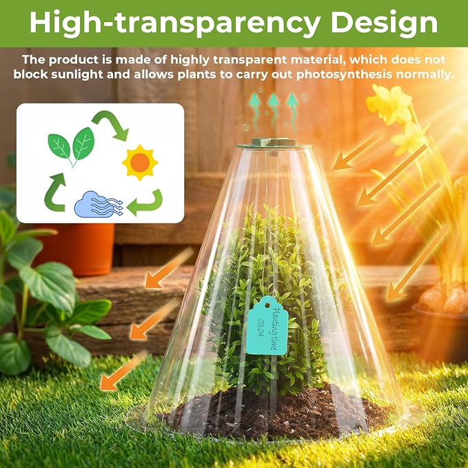 Cloches for Plants, Transparent Plant Covers, Garden Cloches with Humidity Domes, Securing Pegs and Plant Labels, Reusable Plant Protectors from Animals Plant Bell Cover (Transparent-30pcs-M)