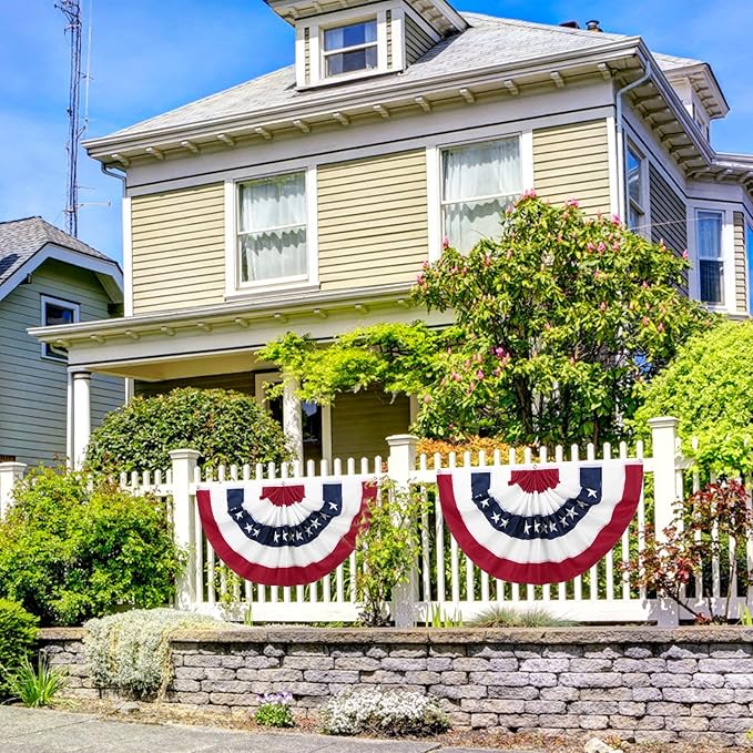 DanCoom 4 Pack American Fan Bunting for Outside 2 x 4 FT American Pleated Fan Flag,American Flag Bunting Patriotic Decorations Bunting Flags for Outdoor Yard Party,Memorial Day Decorations Flags