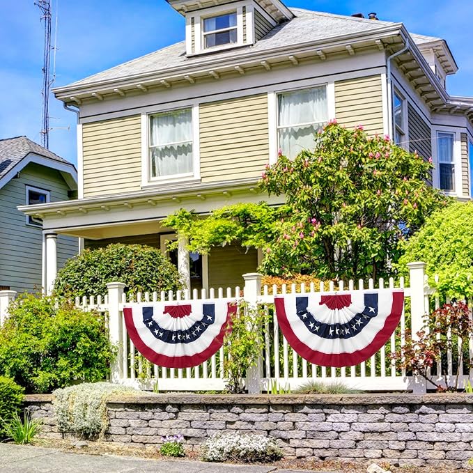 2 x 4 Ft American Fan Bunting for Outside American Pleated Fan Flag American Flag Bunting Patriotic Decorations Bunting Flags for Outdoor Yard Party,Memorial Day Decorations Flags-6Pack