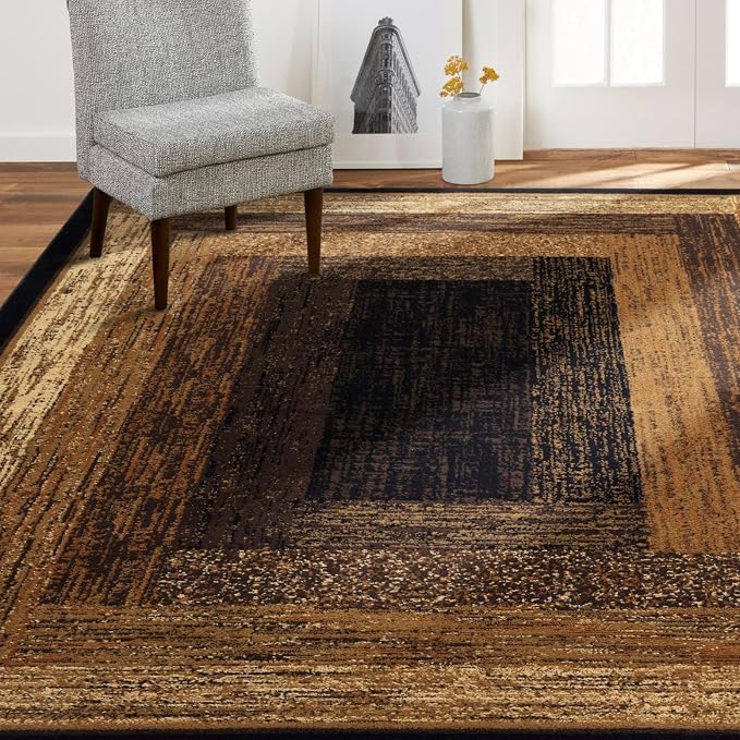Home Dynamix Royalty Vega Contemporary Geometric Area Rug, Black/Beige, 43"x62"