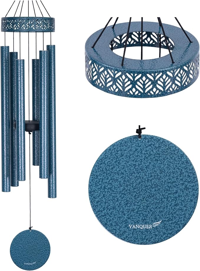 Vanquer Wind Chimes for Outside Deep Tone - 38'' Wind Chimes Outdoor Clearance, Deep Tone, Soothing, Windchimes Outdoors, Memorial, Sympathy Gift, Garden Patio Yard, Home Décor (38" Water Vein Blue)