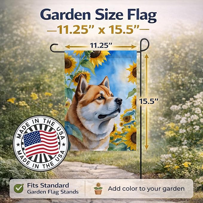 Caroline's Treasures DAC6003GF Akita in Sunflowers Garden Flag Mailbox Flag Decorative Yard Flag Banner Outside Patio Artwork Yard Flower Beds, Garden Size, Multicolor