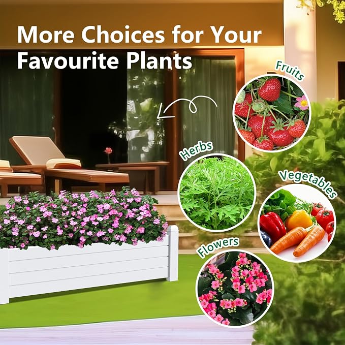 Vixzen Raised Garden Bed Outdoor,Resin Weatherproof Planter Box with Drain Hole and Water Level Detector,for Planting Plants Vegetables (Ashen, 43.31"×17.72"×12.6")