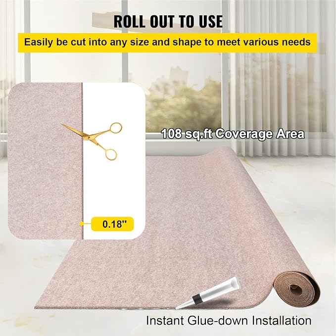 Happybuy 6 ft x 18 ft Brown Marine Carpet for Boats Waterproof - 0.18" Thick Indoor Outdoor Rug Carpet Roll for Home Patio Porch Deck