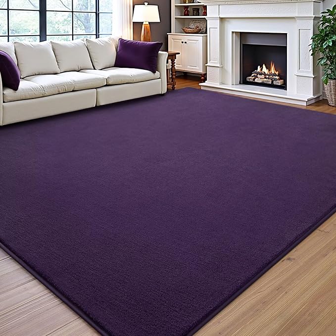 Vasofe 6x9 Purple Area Rugs for Bedroom, Super Soft Living Room Dorm Rug | Low Pile Thickened Memory-Foam Throw Carpet, Non-Slip Washable Carpets for Kids Boys Girls Room Nursery Playroom Home Decor