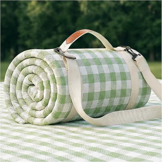 RYCHIC Waterproof Picnic Blanket Beach Outdoor Camping Mat Rug Extra Large Foldable Cute Big Travel Essential Accessories Gift Park Patio Lawn Garden Grass Ground Play Music Festival Concert Must Have
