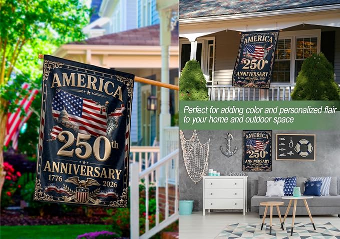 250th Anniversary Usa Commemorative Flags, 250 Years Of Freedom Flag, American 250th Anniversary Patriotic Design, 1776-2026 Commemorative Banner, Garden Flags For Outside, Front And Back Print 4 (30x40 Inch)