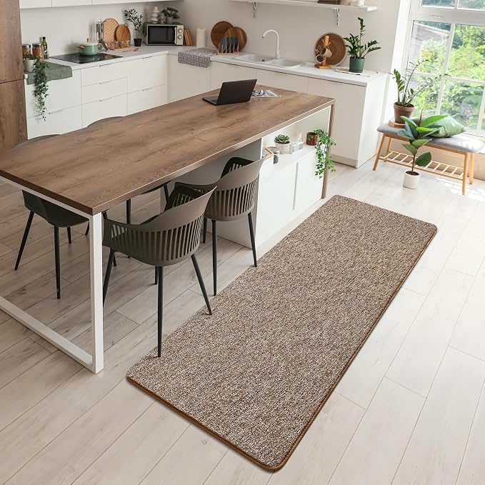 Chicrug Memory Foam 2x6 Runner Rugs for Hallway Entryway Bedroom | Low-Pile Soft Carpet Runner Rug for Kitchen, 6ft Kids Rug for Bedside Dorm Room, Brown and White