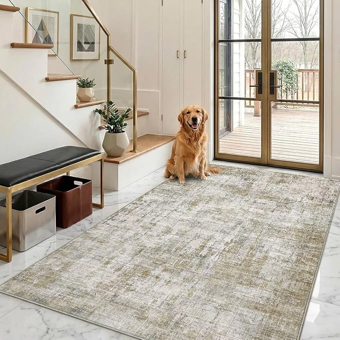 Washable 4'x6' Abstract Area Rug for Bedroom Living Room | Modern Carpet For Bedroom Kitchen Office Hallway Entryway Printed Pattern Home Decor Non-Slip Stain-Resistant Easy To Clean