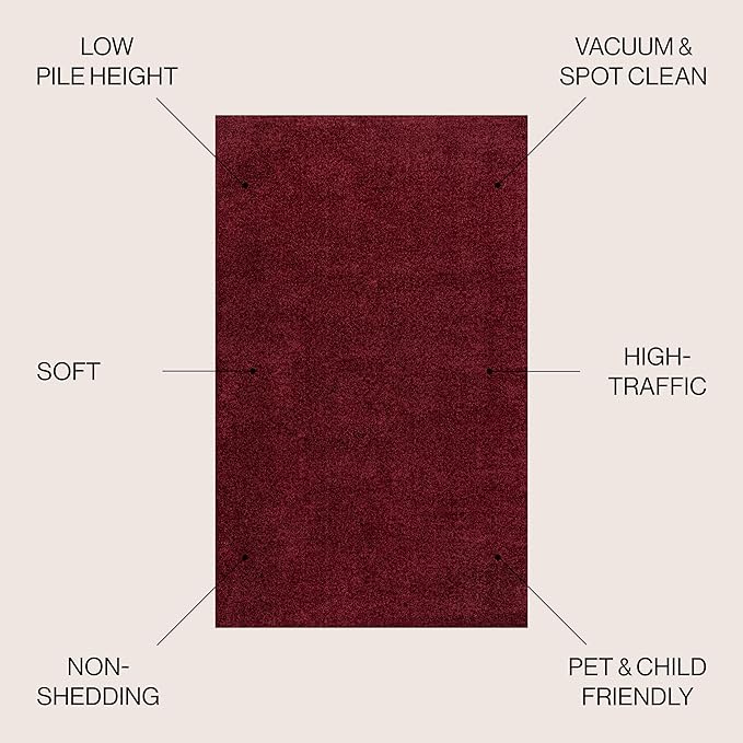JONATHAN Y Haze Solid Low-Pile Dark Red Indoor Area Rug 12x15, Coastal,Bohemian,Minimalist,Classic, Easy-Cleaning for Living Room,Bedroom,Kitchen,Pet Friendly,Non-Shedding (SEU100Q-15)