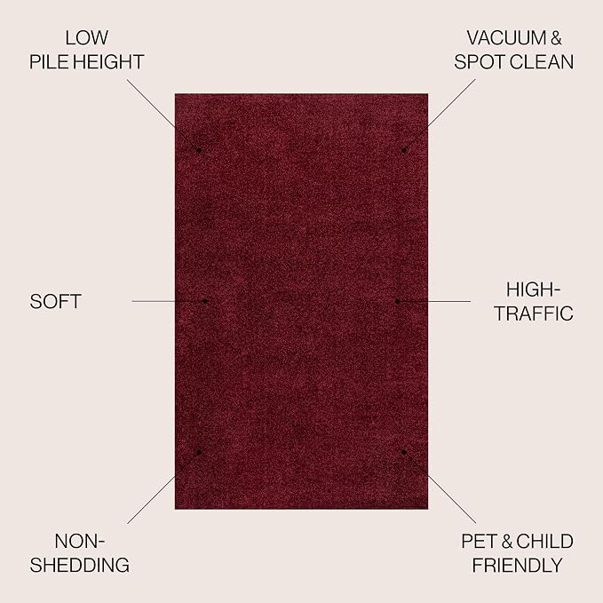 JONATHAN Y Haze Solid Low-Pile Dark Red 4' Round Indoor Area Rug, Coastal,Bohemian,Minimalist,Classic, Easy-Cleaning for Living Room,Bedroom,Kitchen,Pet Friendly,Non-Shedding (SEU100Q-4R)
