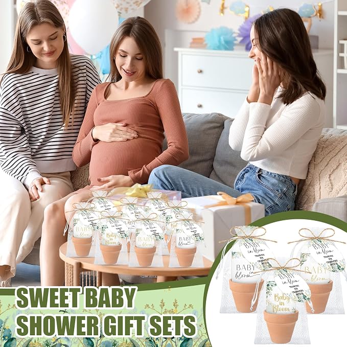 Reallnaive Baby Shower Party Favors Baby in Bloom Envelopes Seed Packets Include 48 Mini Terracotta Pots Seed Packets 48 Self Adhesive Envelopes Thank You Tags for Party(Greenery)