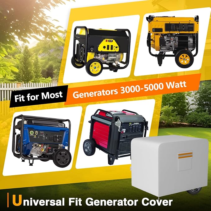 EVRBUL Generator Cover, 26”L x 20”W x 20”H Heavy Duty Waterproof 420D All-Weather Generator Cover with Storage Pocket Compatible with Most Generators 3000-5000 Watt (Gray)