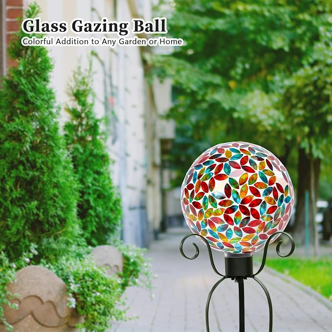 VCUTEKA Gazing Balls, 8" Glass Gazing Ball Sphere for Garden Outdoor Decor | Gazing Balls, Glass Mosaic Gazing Balls Sphere 8" Garden Globes for Garden Lawn Outdoor Yard Decorative