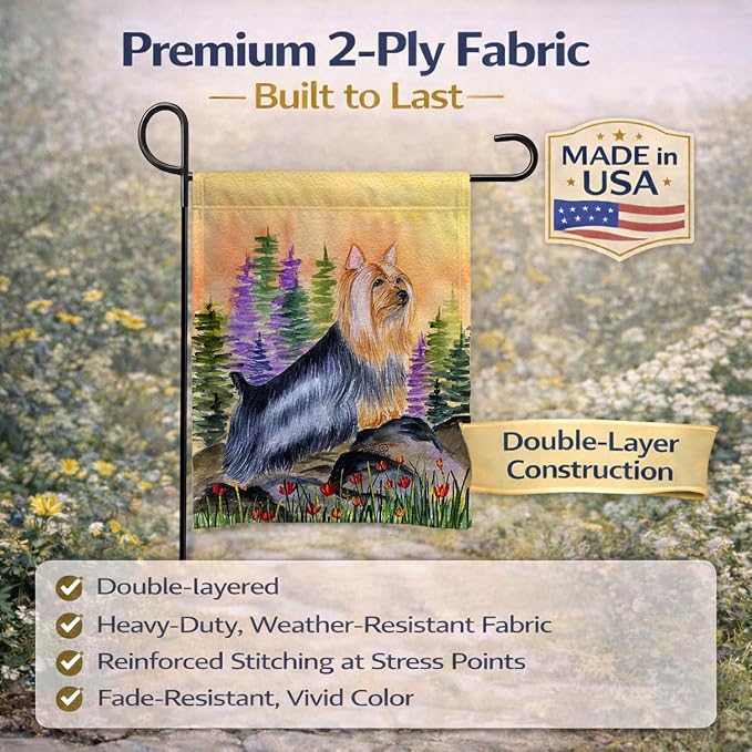 Caroline's Treasures SS8262GF Silky Terrier Garden Flag Mailbox Flag Decorative Yard Flag Banner Outside Patio Artwork Yard Flower Beds, Garden Size, Multicolor