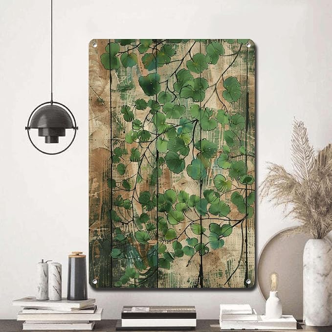 Metal Sign Tin Sign Vintage Wall Art Rustic Elegance Maidenhair Fern Tin Sign for Easy Installation Weather Resistant Design and Vinta Signs for Garden for Room 6×8 Inches