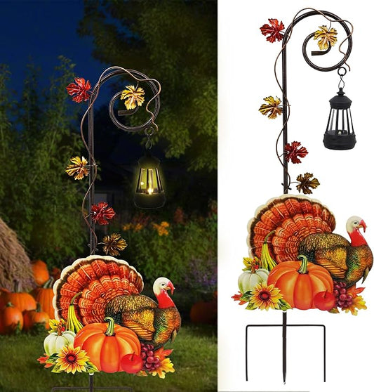 Turkey Garden Metal Stake with Solar Light, Outdoor Solar lamp Decoration, Turkey Solar Lantern for Outdoor Garden Lawn Patio