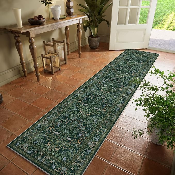 Washable Runners for Hallways Kitchen Rugs: 2'x10' Runner Rug Stain Resistant Non Slip Low Pile Soft Indoor Carpet Runner Rug for Kitchen Hallways Bedroom Entryway Laundry Room Farmhouse