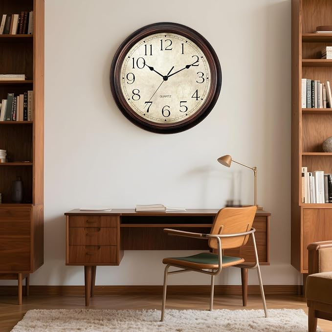 KECYET Wall Clock Battery Operated Vintage Silent Non-Ticking Analog Wall Clocks 16 Inch Small Retro Clock Decorative for Kitchen Bathroom Bedroom Home Office (Bronze)