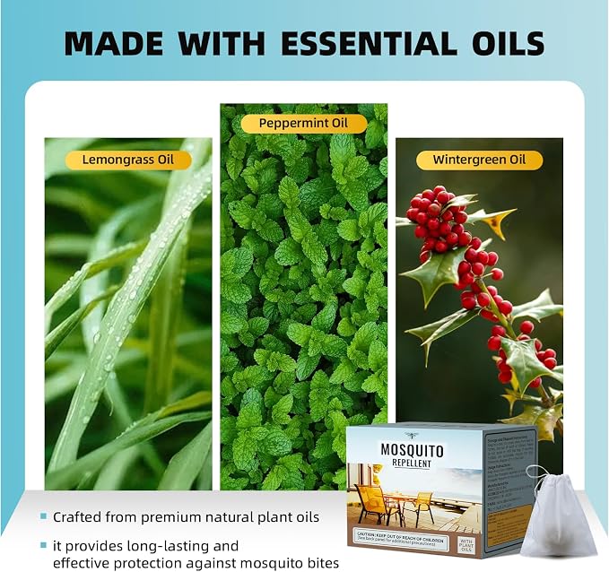 Mosquito Repellent for Patio, Mosquito Repellent 10 Balls, Plant-Based Mosquito Deterrent for Indoor & Outdoor Spaces, Patio/Yard/Camping/Travel Family & Pet Safe