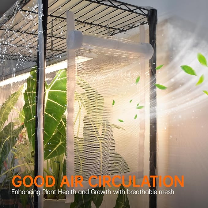 Bstrip Indoor Greenhouse with Grow Light, 5-Tier 47.2"x17.8"x71" Metal Plant Cabinet with Timer & Cover, 4 x 36W Full Spectrum LED Grow Light (3 Color Modes), Seed Starting Trays for Indoor Gardening