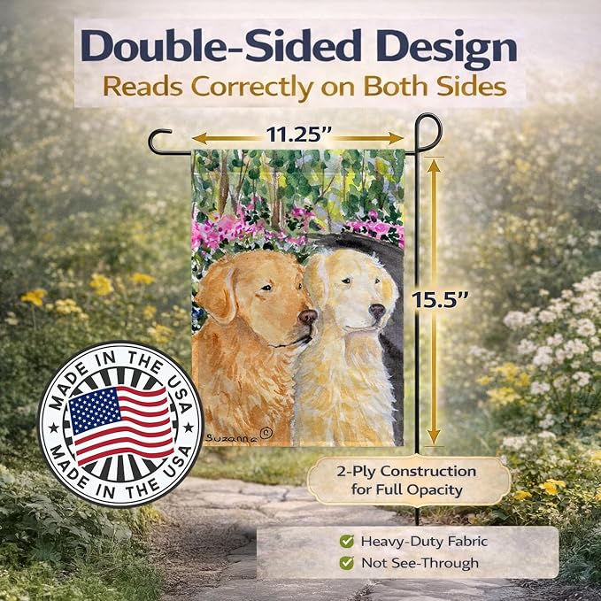 Caroline's Treasures SS8974GF Golden Retriever Garden Flag Mailbox Flag Decorative Yard Flag Banner Outside Patio Artwork Yard Flower Beds, Garden Size, Multicolor