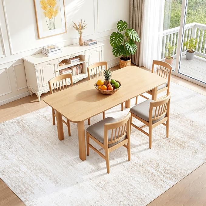 Tosuoka Area Rugs 9x12 Living Room, Washable Abstract Large Rug Beige | Bedroom Rug, Ultra Soft, Neutral, Cream, Non-Slip, Low-Pile, Modern, Indoor Carpet for Nursery Dining Room Office Home