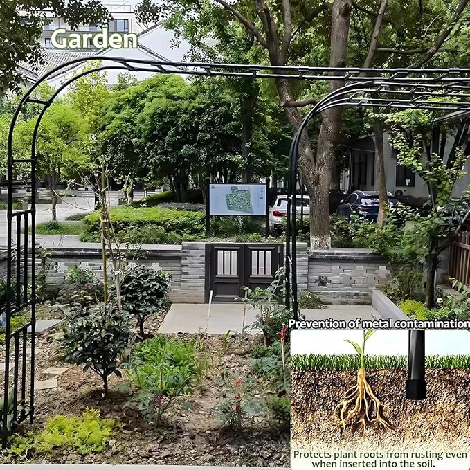 Half Sided Arch Against The Wall Garden Trellis, Metal Arbor Archway for Climbing Plants Outdoor, 7.9FT 8.7FT Black Vine Frame Rose Support for Home Yard and Garden(180x240x45cm)