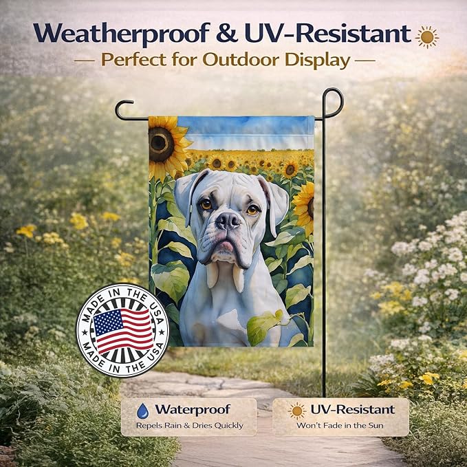 Caroline's Treasures DAC6038GF Boxer in Sunflowers Garden Flag Mailbox Flag Decorative Yard Flag Banner Outside Patio Artwork Yard Flower Beds, Garden Size, Multicolor