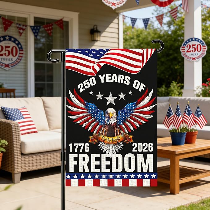 250 Anniversary Usa Garden Flags for Outside, 250 Anniversary USA Flag 1776-2026 Commemorative 4th of July Decorations Outdoor Yard Sign Banner Patriotic Decorations Double Sided Waterproof Flag with Eagle Design 250 Year American Flag 12x18 Inch