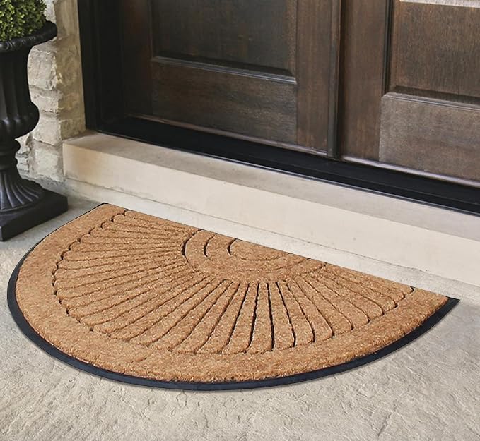 A1HC Natural Coir Doormat 36 x 72 Inch, Heavy Duty Large Front Door Mat for Outside Entrance, Non-Slip Rubber Backing, Low Profile, Durable Welcome Entry Mat, Easy to Clean - Semicircular