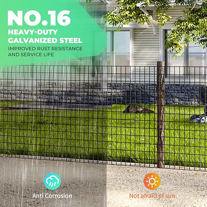 16GA Black PVC Coated Welded Wire Fencing 48 Inch x 50 Foot, 2 Inch x 3 Inch, Garden Border Fencing Roll Vinyl Coating Metal Wire Mesh for Yard Vegetable Plant Protection Poultry Netting