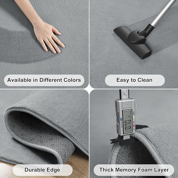 Amearea Modern Soft Hallway Runner Rug, 2x6 Feet Grey Washable Runner Rugs | Fluffy Bedroom Bedside Rugs, Indoor Non Slip Memory Foam Rug Carpet for Hallway Entrance Kitchen Living Room Decor