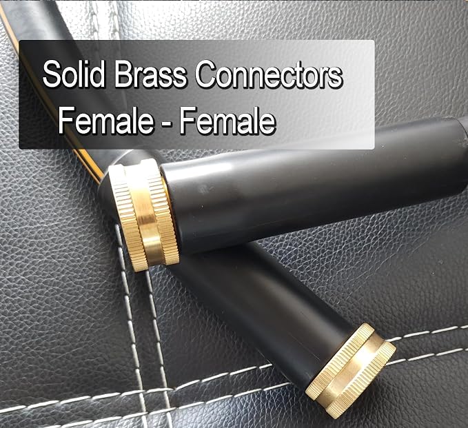 Atlantic Female to Female Heavy Duty Garden Hose 6 ft x 5/8 Inch Black Water Hose Short Connection Leader Hose.