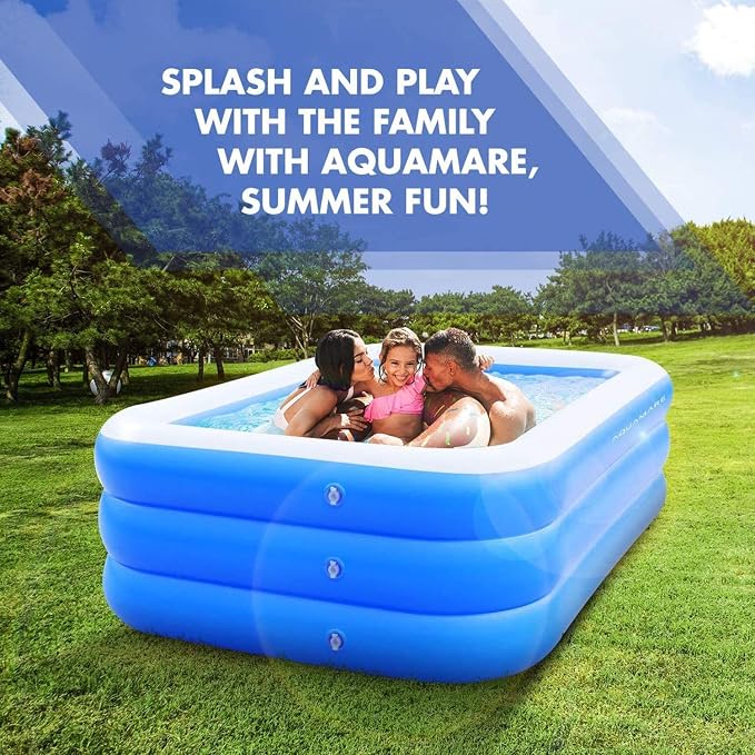 Inflatable Pool for Kids and Adults - Kiddie Pool Inflatable Swimming Pool for Kids Pools for Backyard Blow Up Pool 120" X 72" X 22" Air Pump Kids Pool Family Pool, Toddlers, Lounge Water Play Party