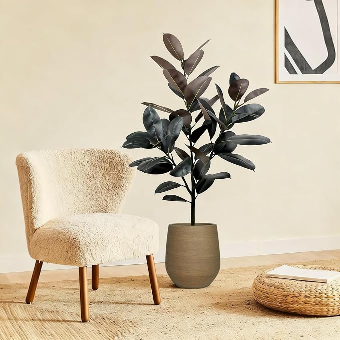 16.9" H Plastic Tall Large Planters for Outdoor Plants, Modern Round Tapered Flower Pot for Indoor Plants, Plant Pots with Drainage Holes and Rubber Plug for Home Garden Patio,Wood-like texture