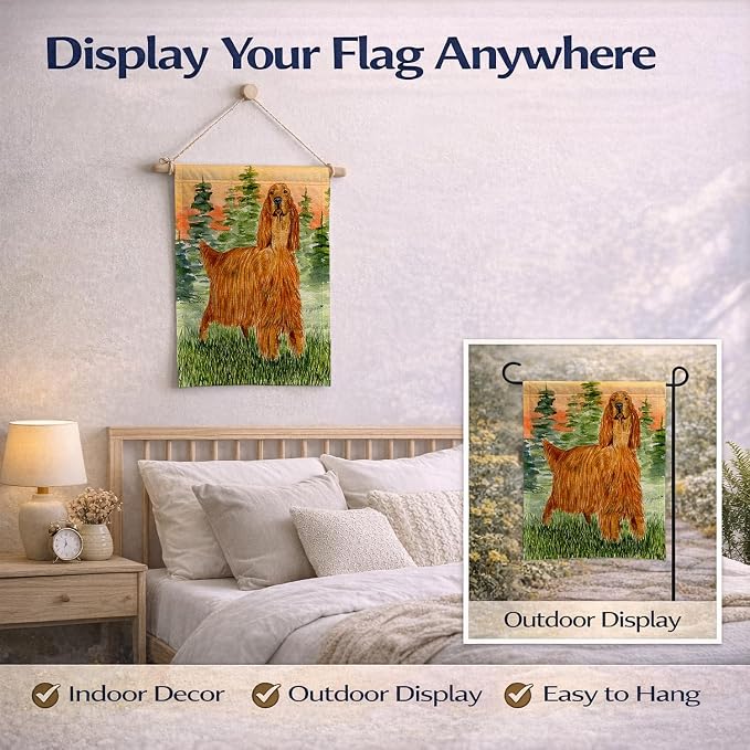 Caroline's Treasures SS8625GF Irish Setter Garden Flag Mailbox Flag Decorative Yard Flag Banner Outside Patio Artwork Yard Flower Beds, Garden Size, Multicolor