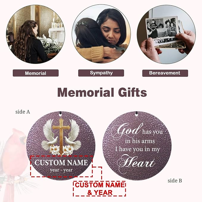 Memorial Wind Chimes Personalized for Outside, Deep Tone Wind Chime Memorial Gifts for Sympathy Bereavement Remember, Gift for Loss of Lover Mother Father Produced in Texas