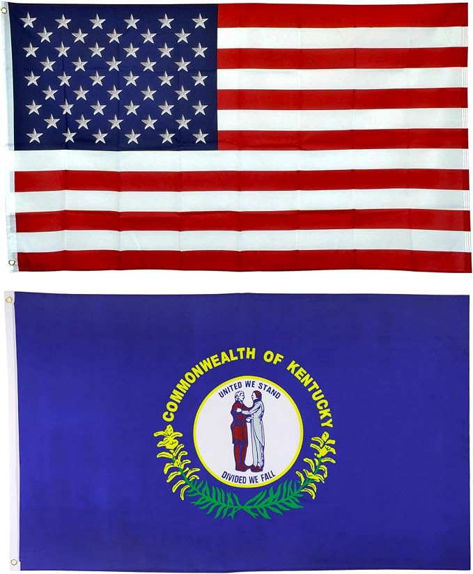 Shop72 American Flags for Outside, Set of Kentucky State with 3x5 American Flag, For Outdoor and Indoor, Allegiance to USA, This Garden Banner Made Heavy Duty, Bandera De Estados Unidos