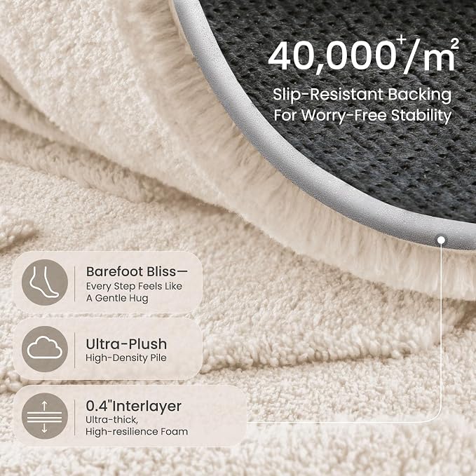 Sour Lemon Area Rugs 9x12 Living Room Bedroom, Large Carpet White Rug | Big, Geometric Alfombra Para Salas Modernas, Washable, Non Slip Soft Thick Fluffy Plush, Memory foam Rug for Kids Playroom